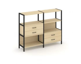 Двухсекционный стеллаж трехярусный с ящиками на двух ярусах 1590х400х1246 Shelf System images
