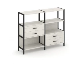 Двухсекционный стеллаж трехярусный с ящиками на двух ярусах 1590х400х1246 Shelf System images