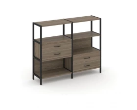 Двухсекционный стеллаж трехярусный с ящиками на двух ярусах 1590х400х1246 Shelf System images