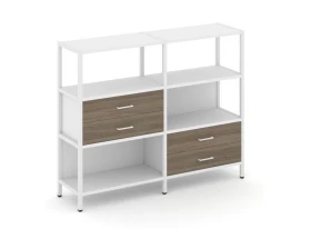 Двухсекционный стеллаж трехярусный с ящиками на двух ярусах 1590х400х1246 Shelf System images