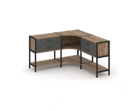 Трехсекционный угловой стеллаж двухярусный с ящиками 1590х1590х879 Shelf System images