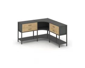 Трехсекционный угловой стеллаж двухярусный с ящиками 1590х1590х879 Shelf System images