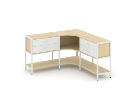 Трехсекционный угловой стеллаж двухярусный с ящиками 1590х1590х879 Shelf System images