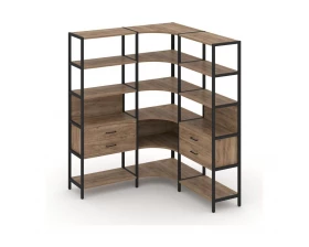 Трехсекционный угловой стеллаж пятиярусный с ящиками 1590х1590х1980 Shelf System images