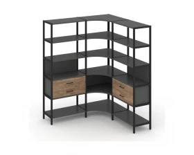 Трехсекционный угловой стеллаж пятиярусный с ящиками 1590х1590х1980 Shelf System images