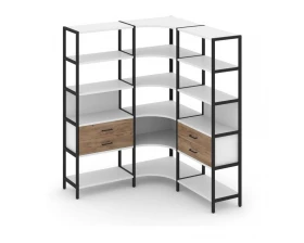 Трехсекционный угловой стеллаж пятиярусный с ящиками 1590х1590х1980 Shelf System images
