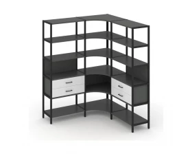 Трехсекционный угловой стеллаж пятиярусный с ящиками 1590х1590х1980 Shelf System images