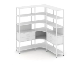 Трехсекционный угловой стеллаж пятиярусный с ящиками 1590х1590х1980 Shelf System images