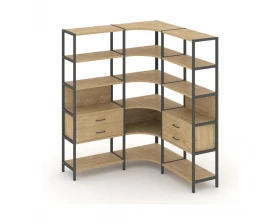 Трехсекционный угловой стеллаж пятиярусный с ящиками 1590х1590х1980 Shelf System images