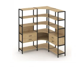 Трехсекционный угловой стеллаж пятиярусный с ящиками 1590х1590х1980 Shelf System images