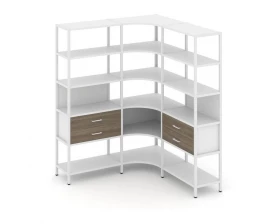 Трехсекционный угловой стеллаж пятиярусный с ящиками 1590х1590х1980 Shelf System images