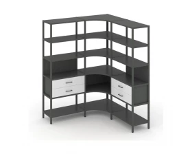 Трехсекционный угловой стеллаж пятиярусный с ящиками 1590х1590х1980 Shelf System images