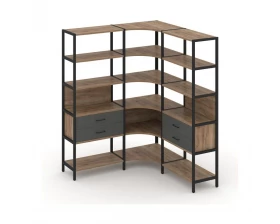Трехсекционный угловой стеллаж пятиярусный с ящиками 1590х1590х1980 Shelf System images