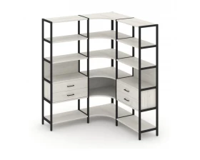 Трехсекционный угловой стеллаж пятиярусный с ящиками 1590х1590х1980 Shelf System images
