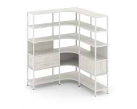 Трехсекционный угловой стеллаж пятиярусный с ящиками 1590х1590х1980 Shelf System images