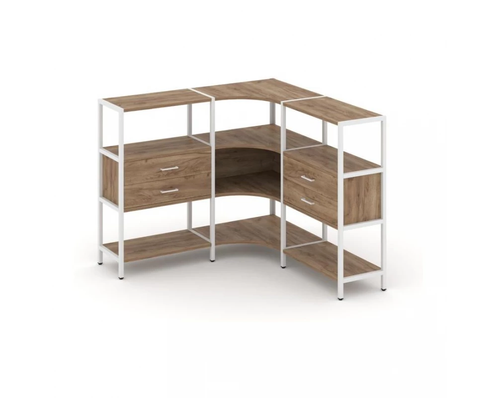 Трехсекционный угловой стеллаж трехярусный с ящиками 1590х1590х1246 Shelf System