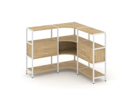 Трехсекционный угловой стеллаж трехярусный с ящиками 1590х1590х1246 Shelf System images