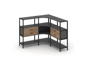 Трехсекционный угловой стеллаж трехярусный с ящиками 1590х1590х1246 Shelf System images