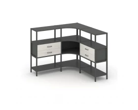 Трехсекционный угловой стеллаж трехярусный с ящиками 1590х1590х1246 Shelf System images