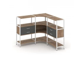 Трехсекционный угловой стеллаж трехярусный с ящиками 1590х1590х1246 Shelf System images