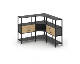 Трехсекционный угловой стеллаж трехярусный с ящиками 1590х1590х1246 Shelf System images