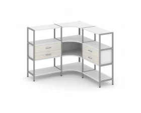 Трехсекционный угловой стеллаж трехярусный с ящиками 1590х1590х1246 Shelf System images