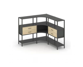 Трехсекционный угловой стеллаж трехярусный с ящиками 1590х1590х1246 Shelf System images