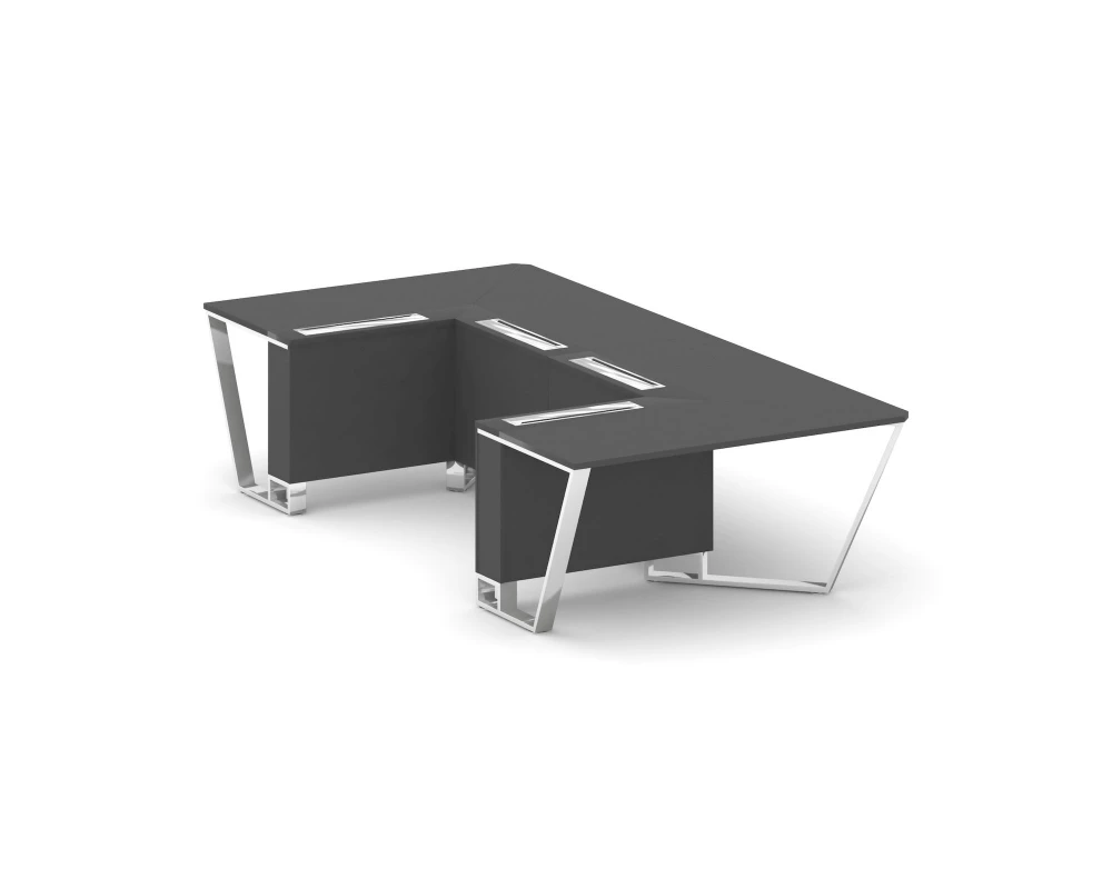 Стол переговорный П-образный ЛДСП/нерж. сталь 1600x3200x750 Steel Meet