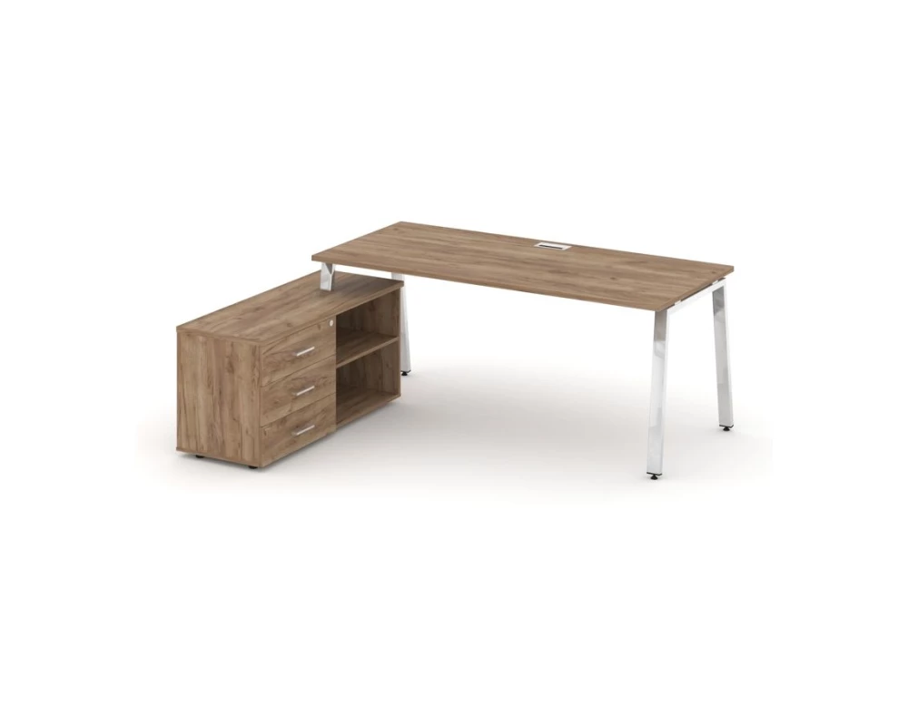 Стол письменный с греденцией левой на А-образном каркасе 1380x800x750 Style Project Direct Lux