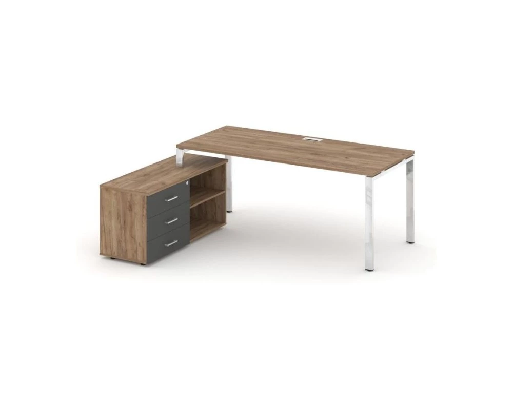 Стол письменный с греденцией левой на П-образном каркасе 1780x800x750 Style Project Direct Lux