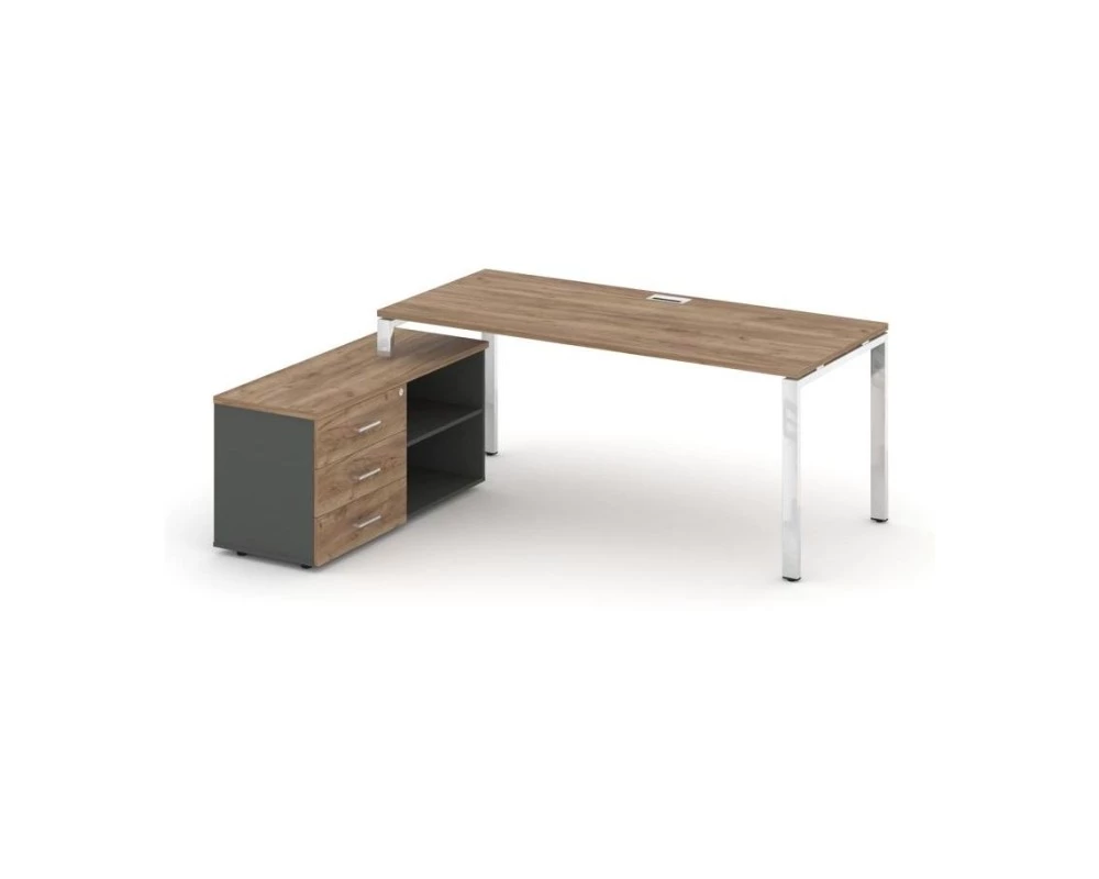 Стол письменный с греденцией левой на П-образном каркасе 1780x800x750 Style Project Direct Lux