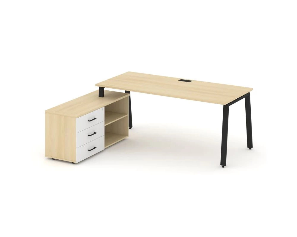 Стол письменный с греденцией левой на А-образном каркасе 1580x1580x750 Style Project Direct