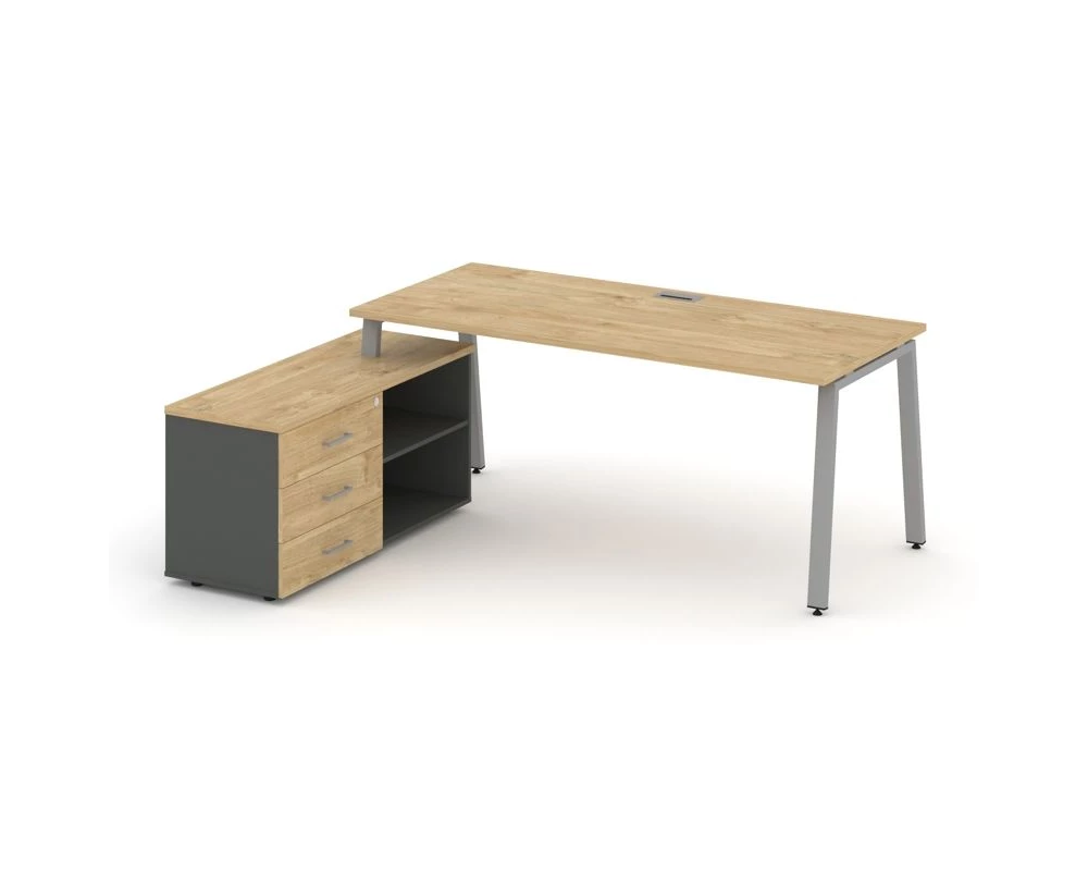 Стол письменный с греденцией левой на А-образном каркасе 1580x1580x750 Style Project Direct