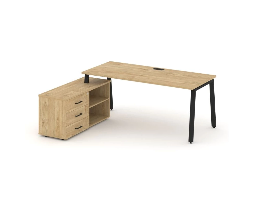 Стол письменный с греденцией левой на А-образном каркасе 1580x1580x750 Style Project Direct