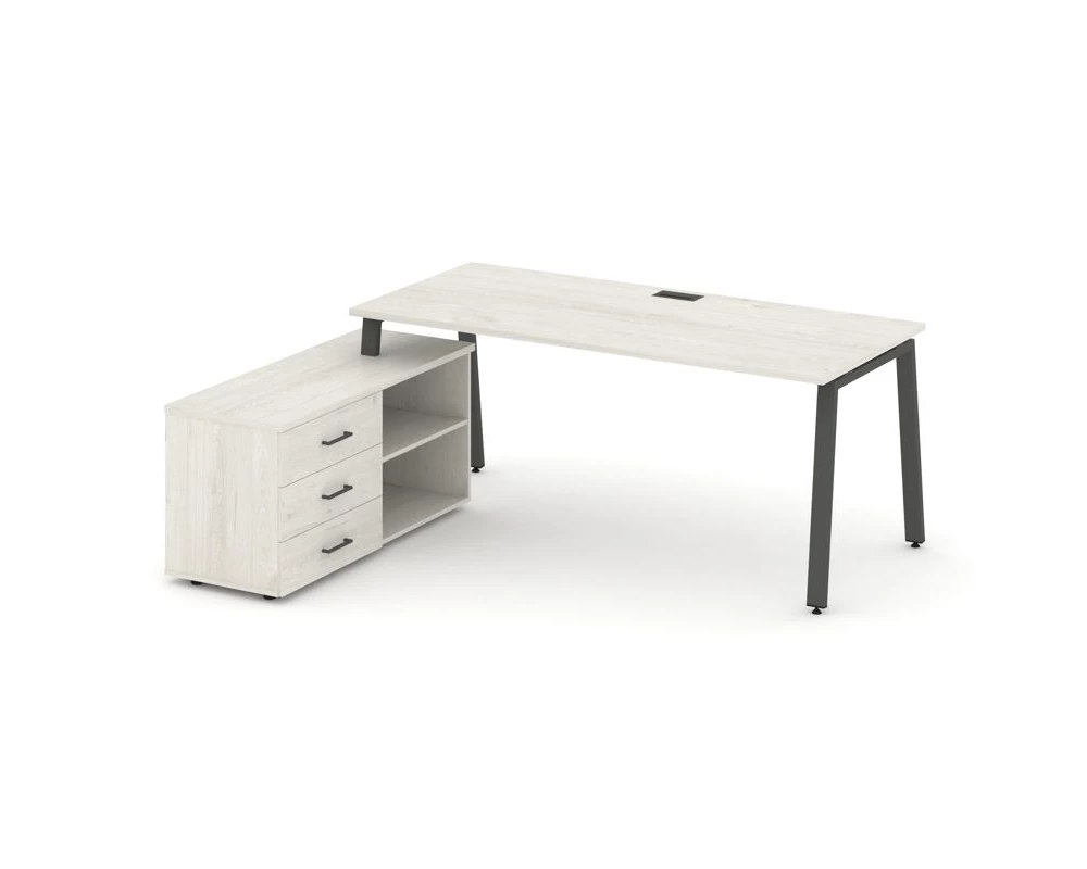 Стол письменный с греденцией левой на А-образном каркасе 1580x1580x750 Style Project Direct