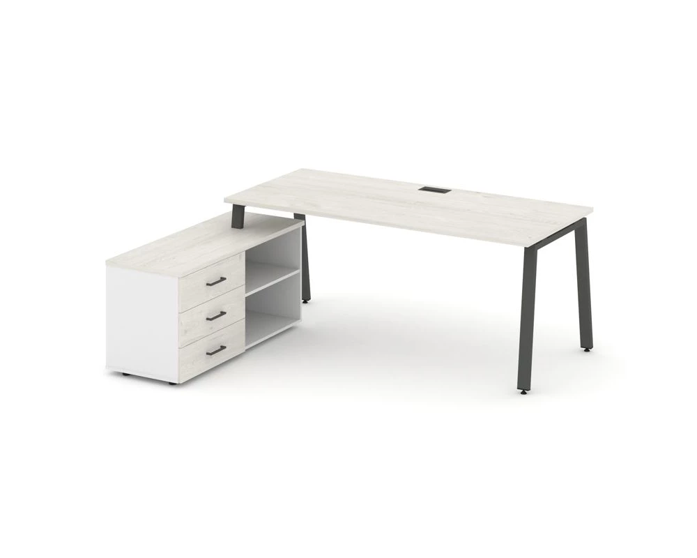 Стол письменный с греденцией левой на А-образном каркасе 1580x1580x750 Style Project Direct