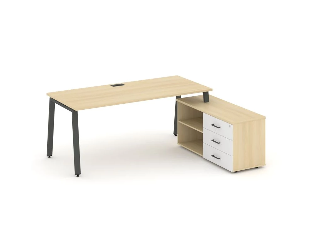 Стол письменный с греденцией правой на А-образном каркасе 2180x1480x750 Style Project Direct