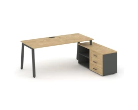 Стол письменный с греденцией правой на А-образном каркасе 2180x1480x750 Style Project Direct images