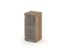 Шкаф низкий узкий левый прозр. стекло 400x400x833 зад. стенка HDF Стайл Проджект / Style Project images