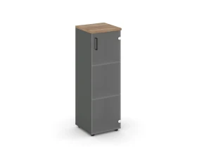 Шкаф средний узкий правый прозр. стекло 400x400x1203 зад. стенка HDF Стайл Проджект / Style Project images
