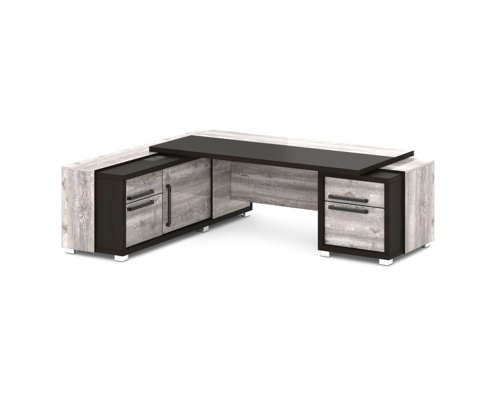 Стол с тумбой и греденцией (беспроводная зарядка, 2xUSB, розетка) 2470х2016х750 Грейс / Grace