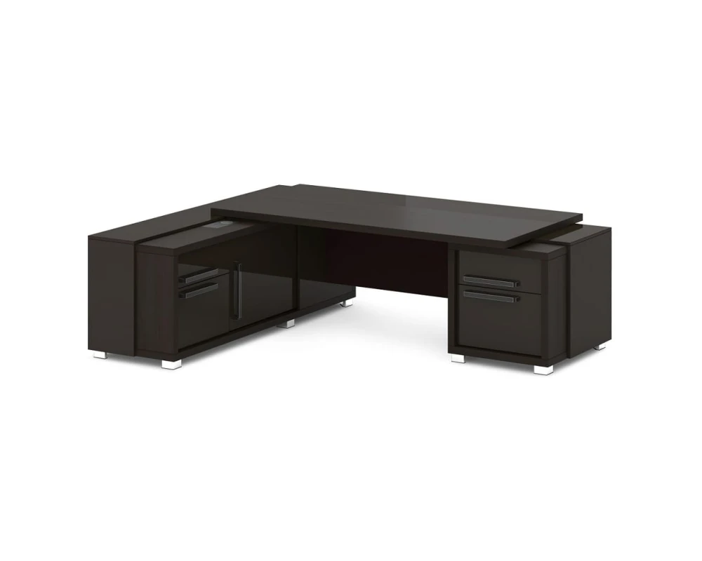 Стол с тумбой и греденцией (беспроводная зарядка, 2xUSB, розетка) 2470х2016х750 Грейс / Grace