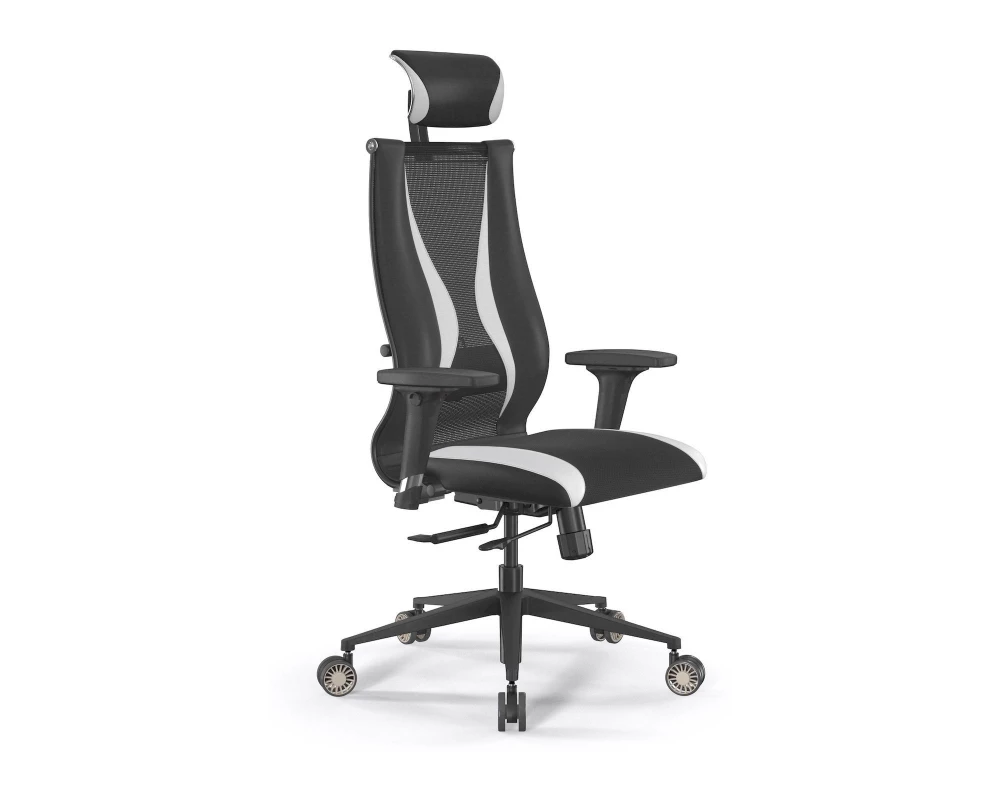 Кресло SynchroSit 10 B2-170D M18.B11.G19.W31 Ткань/Экокожа, Черный/Белый