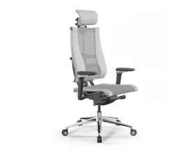 Кресло Y 4DF B2-14D M26.B35.G25.W04 (подгл.1) Сетка/Экокожа, Светло-серый/Белый images