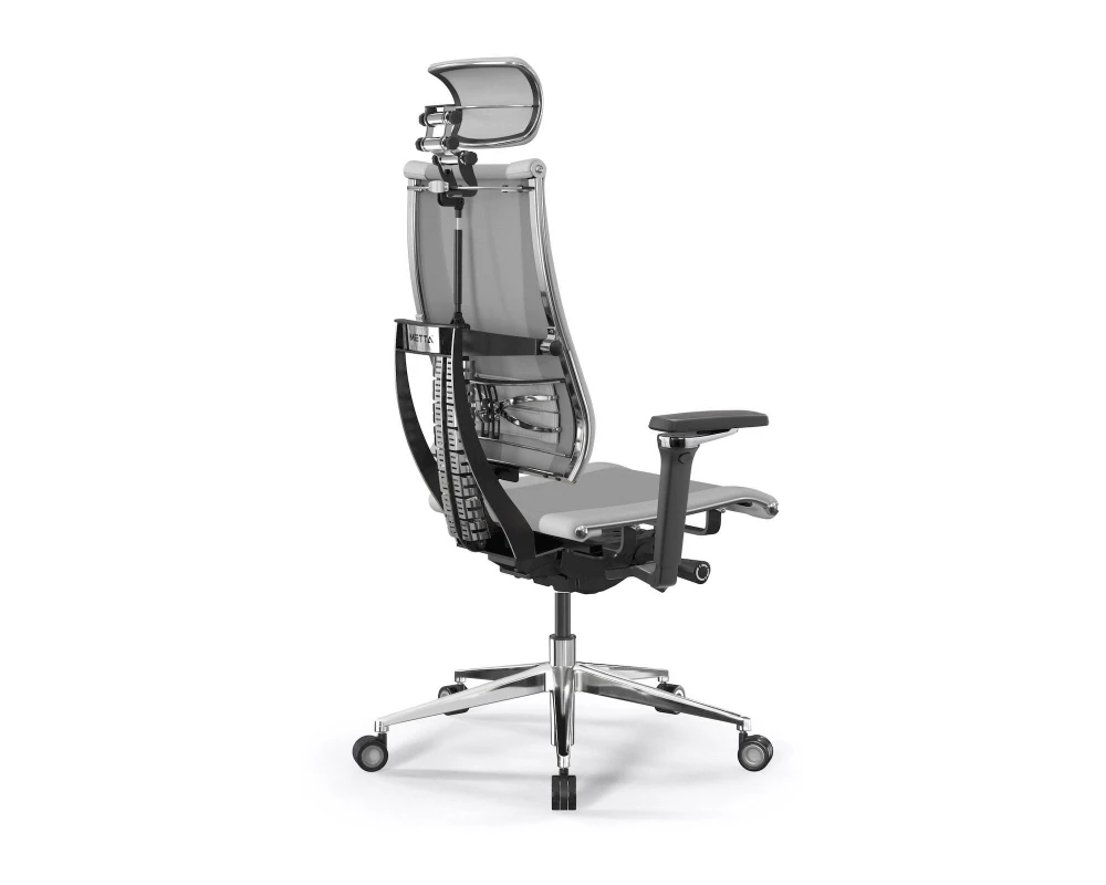 Кресло Y 4DF B2-14D M26.B35.G25.W04 (подгл.1) Сетка/Экокожа, Светло-серый/Белый