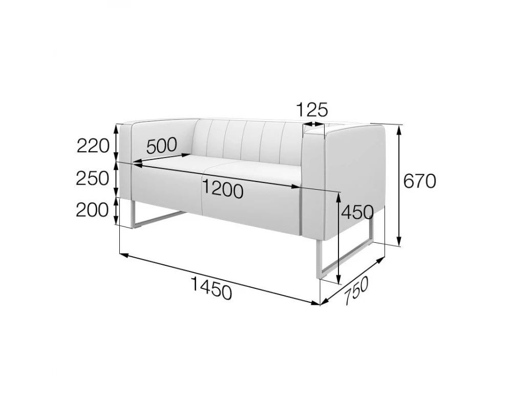 Диван 2 местный КС2-60 Кейс MVK