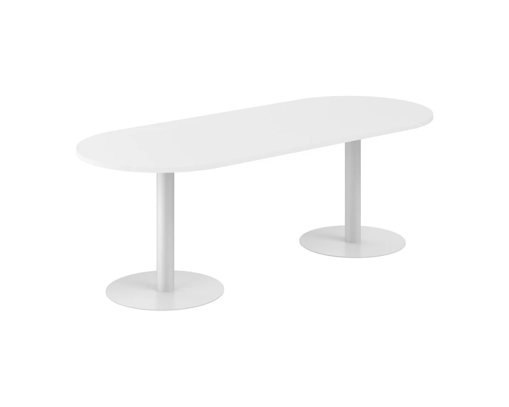 Стол переговорный овальный 2200х900х750 Sigma Белый/Серебрянный металлик