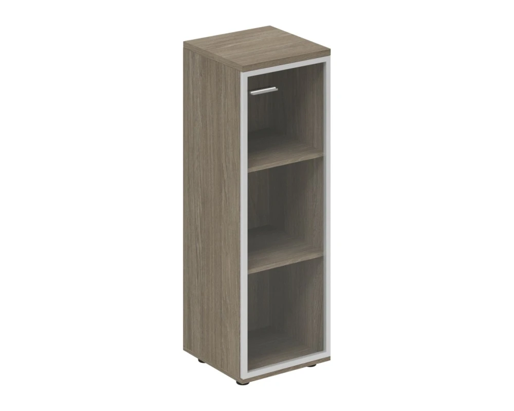 Шкаф средний 400x400x1200 со стеклом, з.ст HDF, правый Винг / Wing Дуб темный