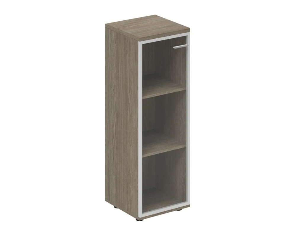 Шкаф средний 400x400x1200 со стеклом, з.ст ЛДСП, левый Винг / Wing Дуб темный