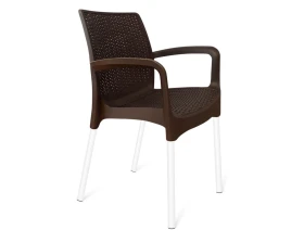Стул SHT-S68 Пластик, Коричневый/Белый муар images